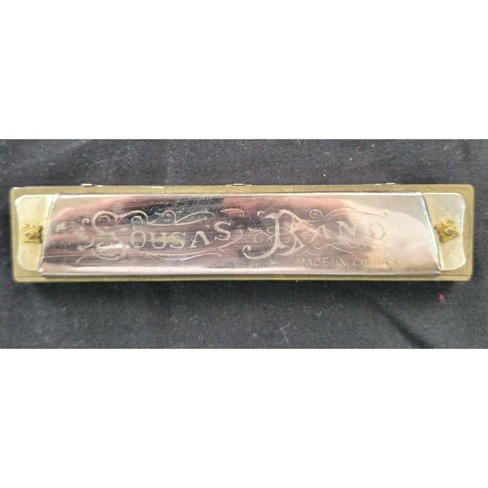 Vintage Sousa's Band No 1012 Harmonica Metal And Brass Engraved Cover Plates